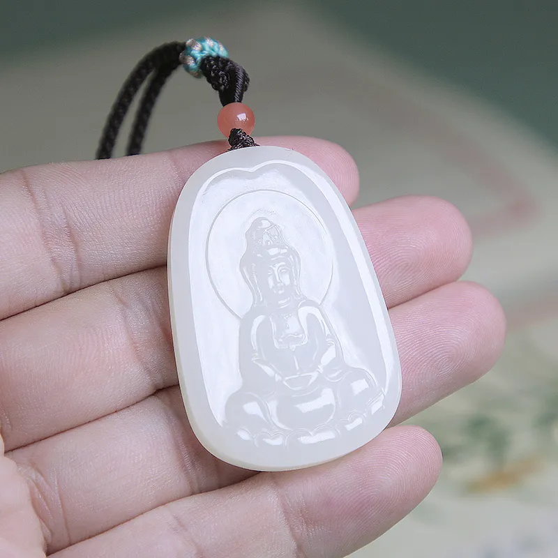 Ingenuity Hetian Jade Necklaces White Jade Unisex-4