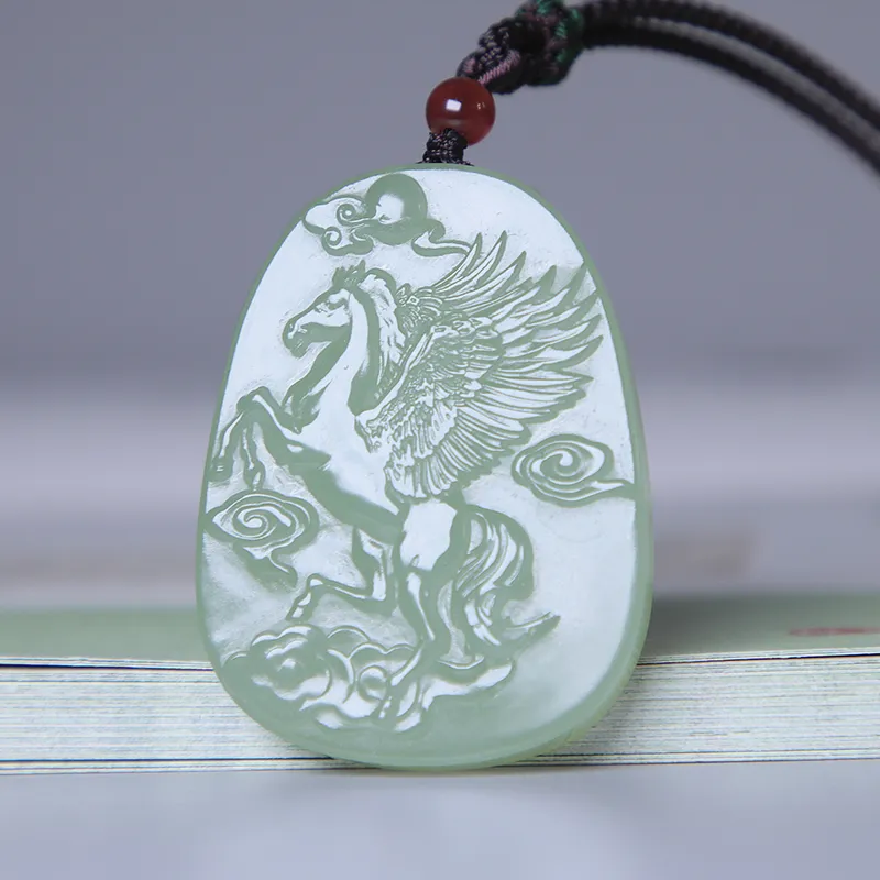 Ingenuity Hetian Jade Necklaces Pale Greenish White Jade Unisex-3