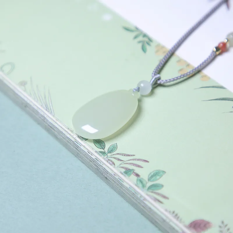 Ingenuity Hetian Jade Necklaces Pale Greenish White Jade Unisex-5