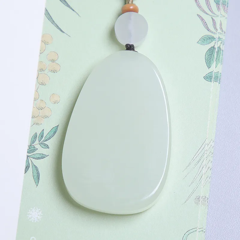 Ingenuity Hetian Jade Necklaces Pale Greenish White Jade Unisex-3