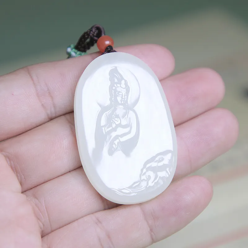 Ingenuity Hetian Jade Necklaces White Jade Men's-4