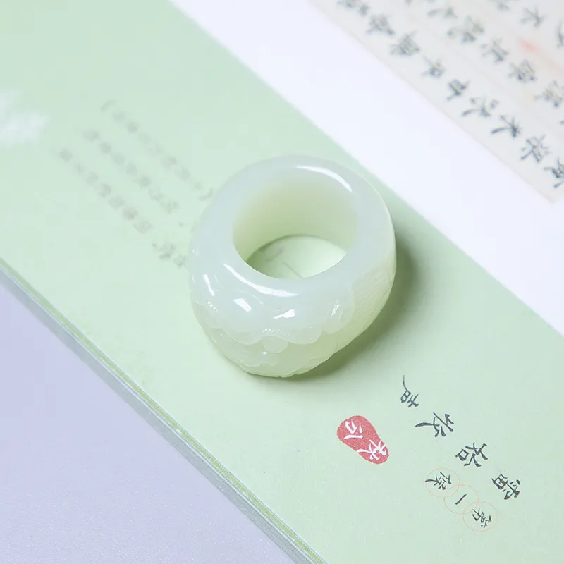 Ingenuity Hetian Jade Rings Pale Greenish White Jade Unisex-1