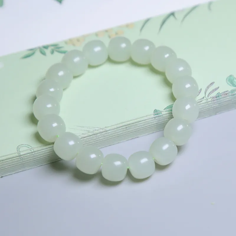Ingenuity Hetian Jade Bracelets Pale Greenish White Jade Unisex-3