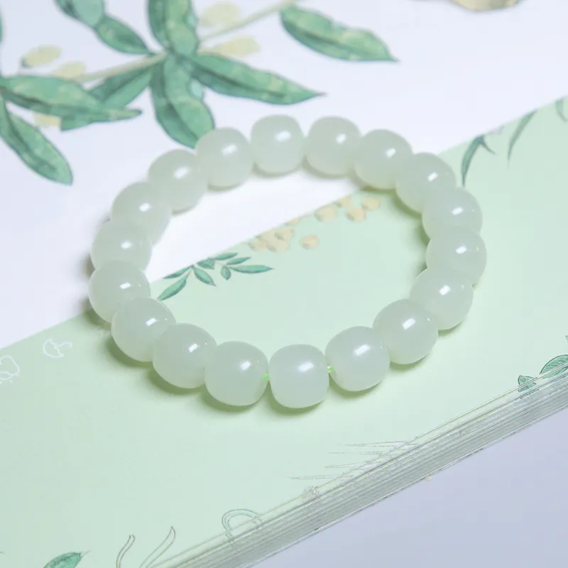 Ingenuity Hetian Jade Bracelets Pale Greenish White Jade Unisex-1