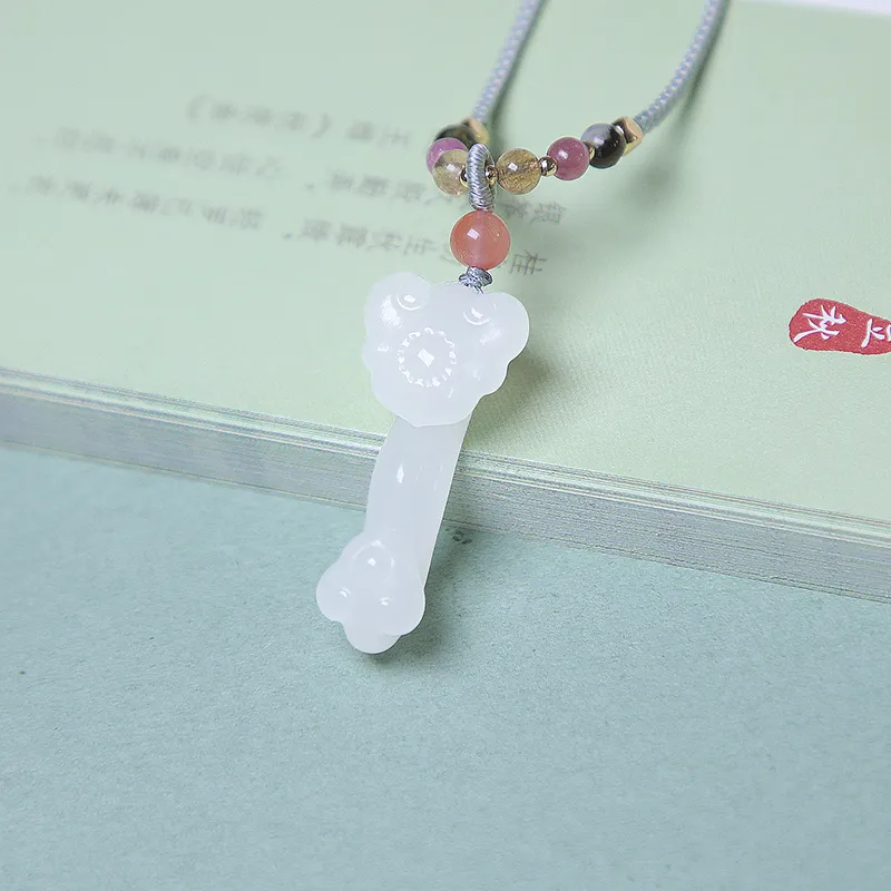 Ingenuity Hetian Jade Necklaces White Jade Unisex-3