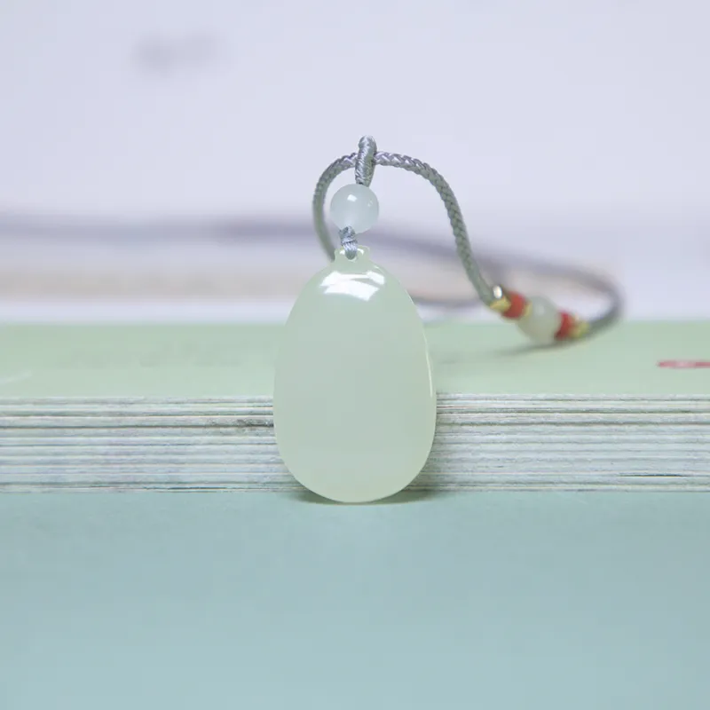 Ingenuity Hetian Jade Necklaces Pale Greenish White Jade Unisex-3