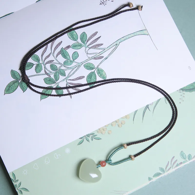 Ingenuity Hetian Jade Necklaces Pale Greenish White Jade Unisex-5