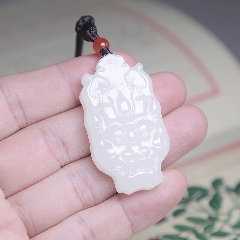 Ingenuity Hetian Jade Necklaces White Jade Unisex-4