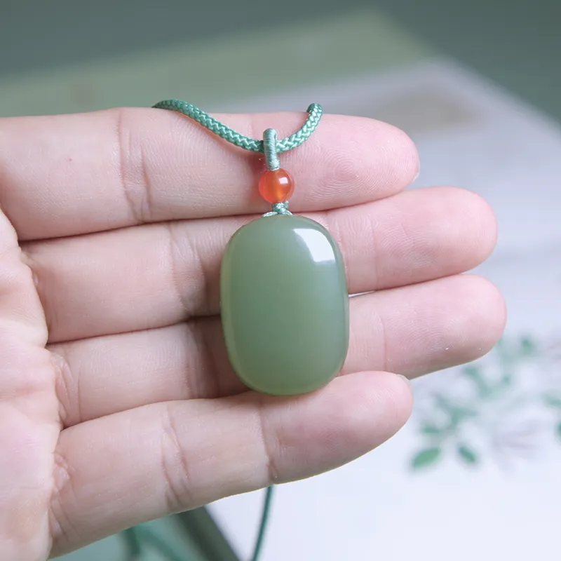 Ingenuity Hetian Jade Necklaces Pale Greenish White Jade Unisex-5