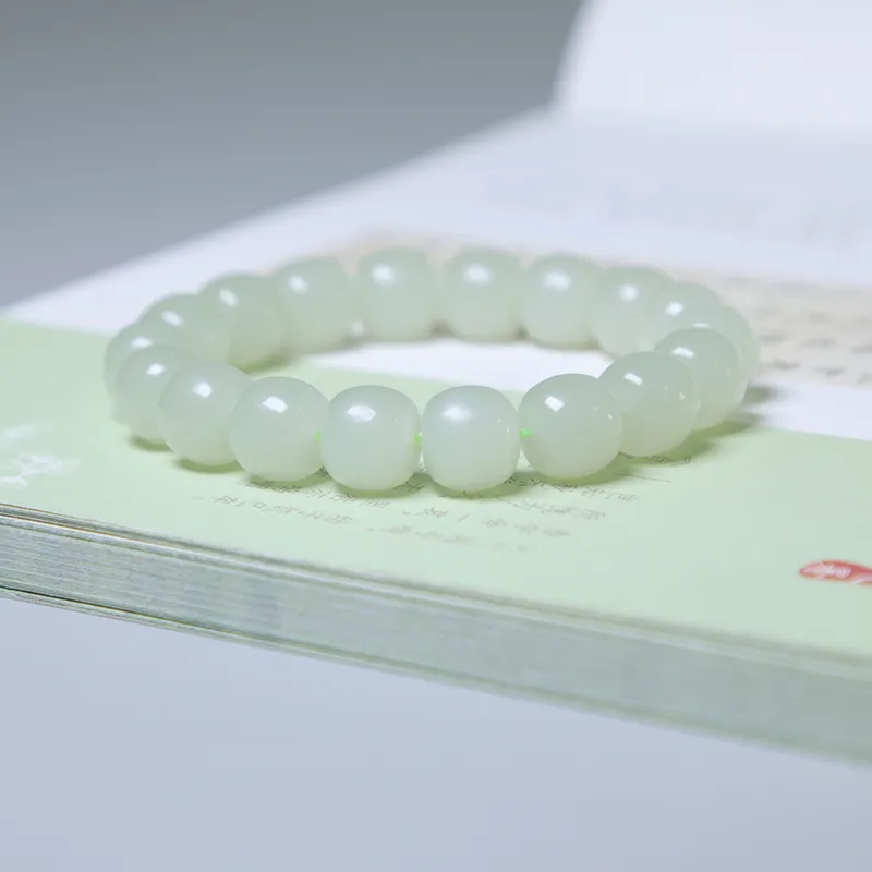 Ingenuity Hetian Jade Bracelets Pale Greenish White Jade Unisex-4