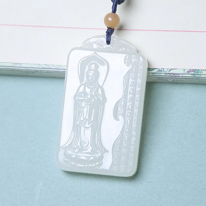 Ingenuity Hetian Jade Necklaces White Jade Men's-4