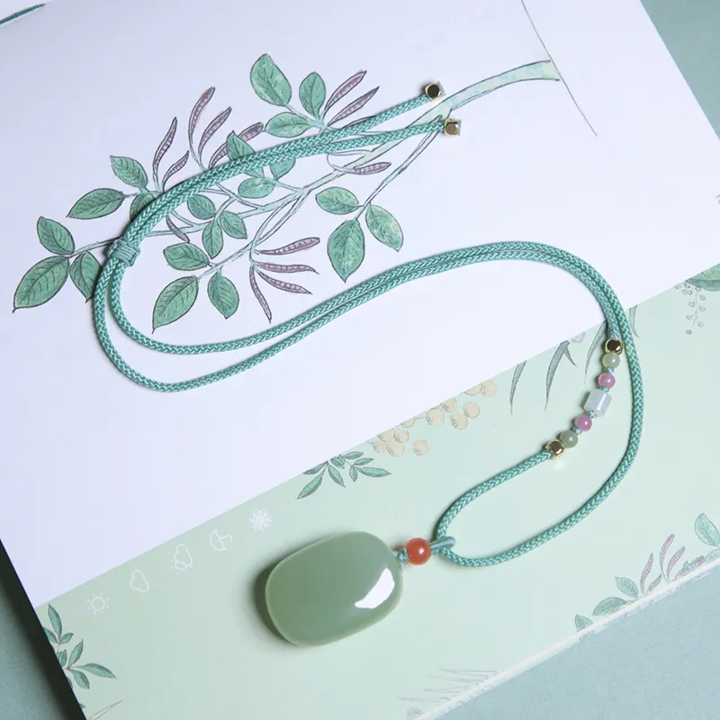 Ingenuity Hetian Jade Necklaces Pale Greenish White Jade Unisex-4