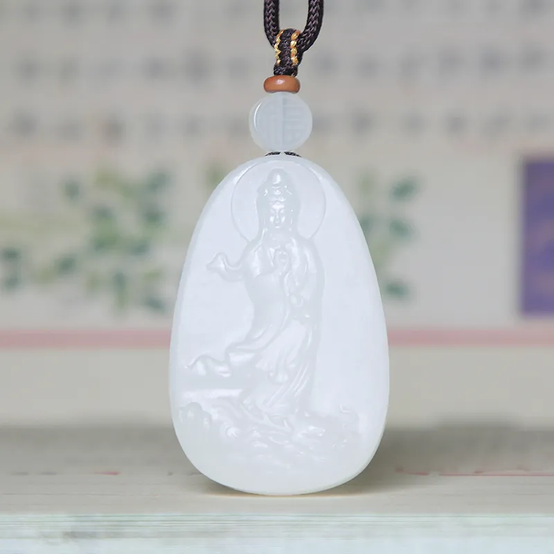 Ingenuity Hetian Jade Necklaces White Jade Men's-1