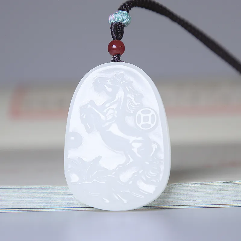 Ingenuity Hetian Jade Necklaces White Jade Unisex-3