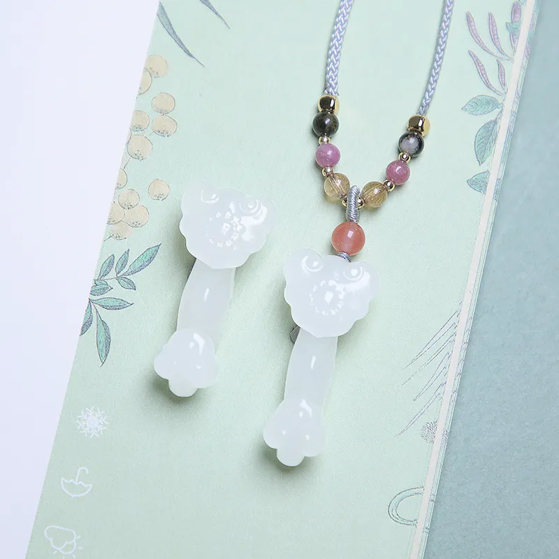 Ingenuity Hetian Jade Necklaces White Jade Unisex-4