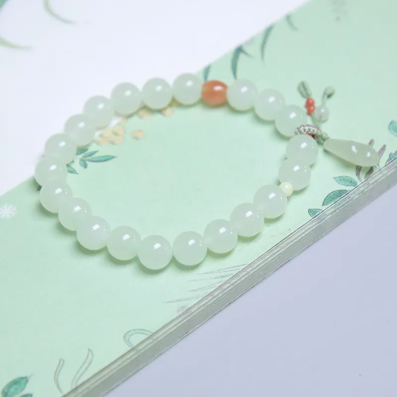 Ingenuity Bracelets Pale Greenish White Jade Unisex-2