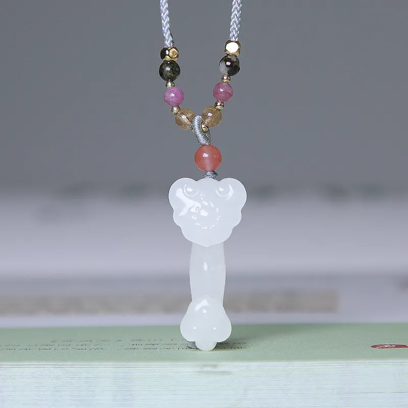 Ingenuity Hetian Jade Necklaces White Jade Unisex-1