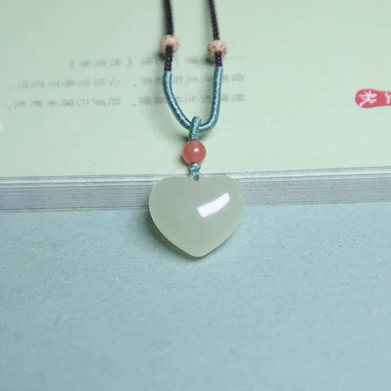 Ingenuity Hetian Jade Necklaces Pale Greenish White Jade Unisex-3