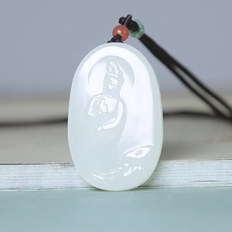 Ingenuity Hetian Jade Necklaces White Jade Men's-3