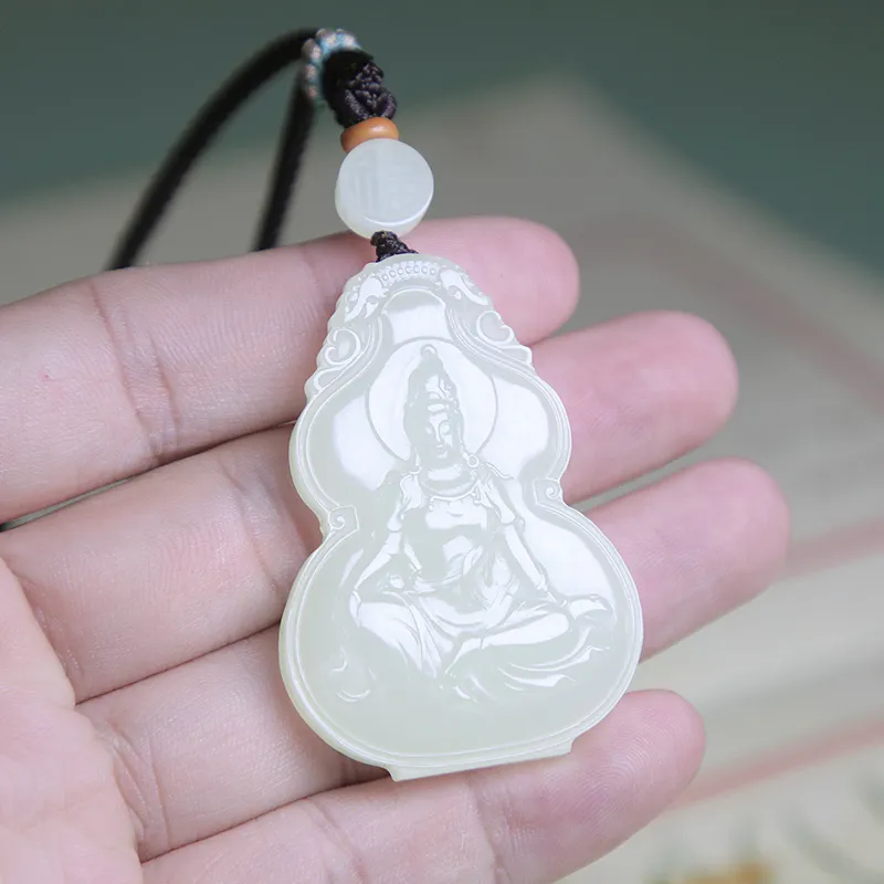 Ingenuity Hetian Jade Necklaces White Jade Men's-4