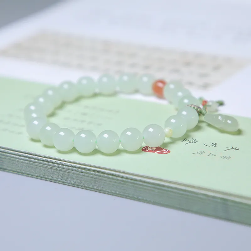 Ingenuity Bracelets Pale Greenish White Jade Unisex-5