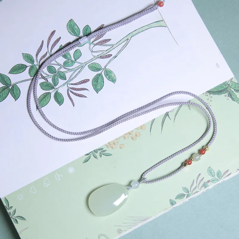 Ingenuity Hetian Jade Necklaces Pale Greenish White Jade Unisex-4
