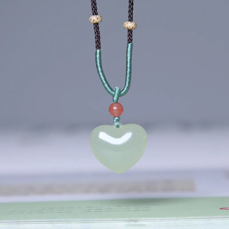 Ingenuity Hetian Jade Necklaces Pale Greenish White Jade Unisex-1