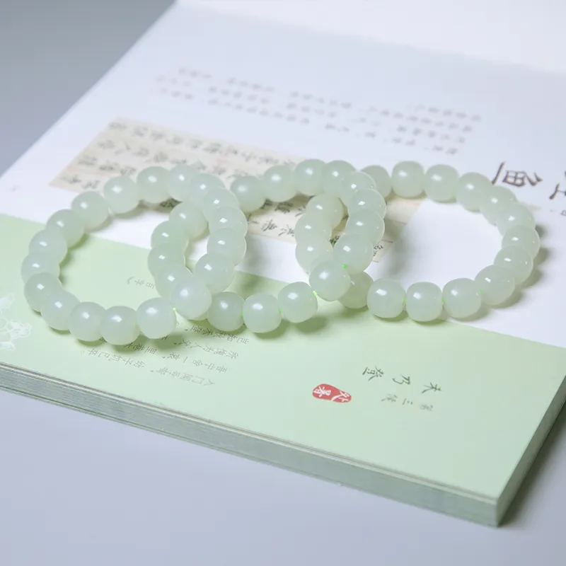 Ingenuity Hetian Jade Bracelets Pale Greenish White Jade Unisex-5