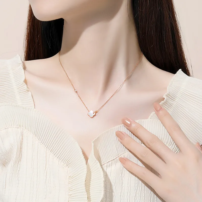 Misongma 925 Sterling Silver Zircon Necklaces Women's White/Yellow-2