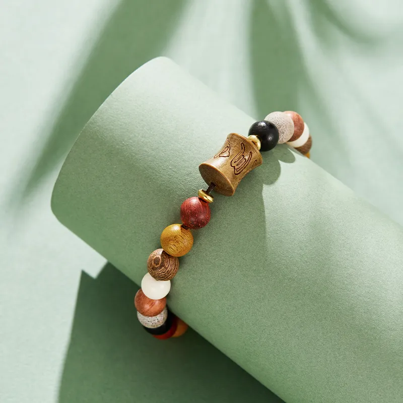 Misongma Green Sandalwood Wooden Bracelets Unisex-3