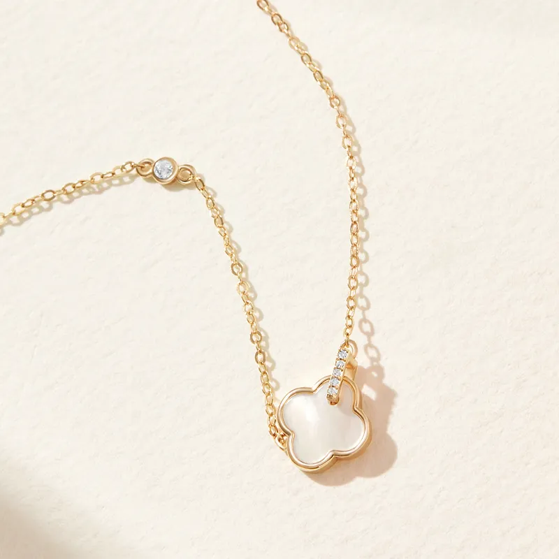 Misongma 925 Sterling Silver Zircon Necklaces Women's White/Yellow-5