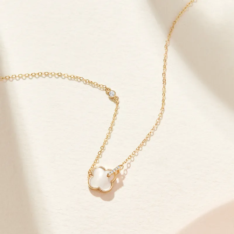 Misongma 925 Sterling Silver Zircon Necklaces Women's White/Yellow-3