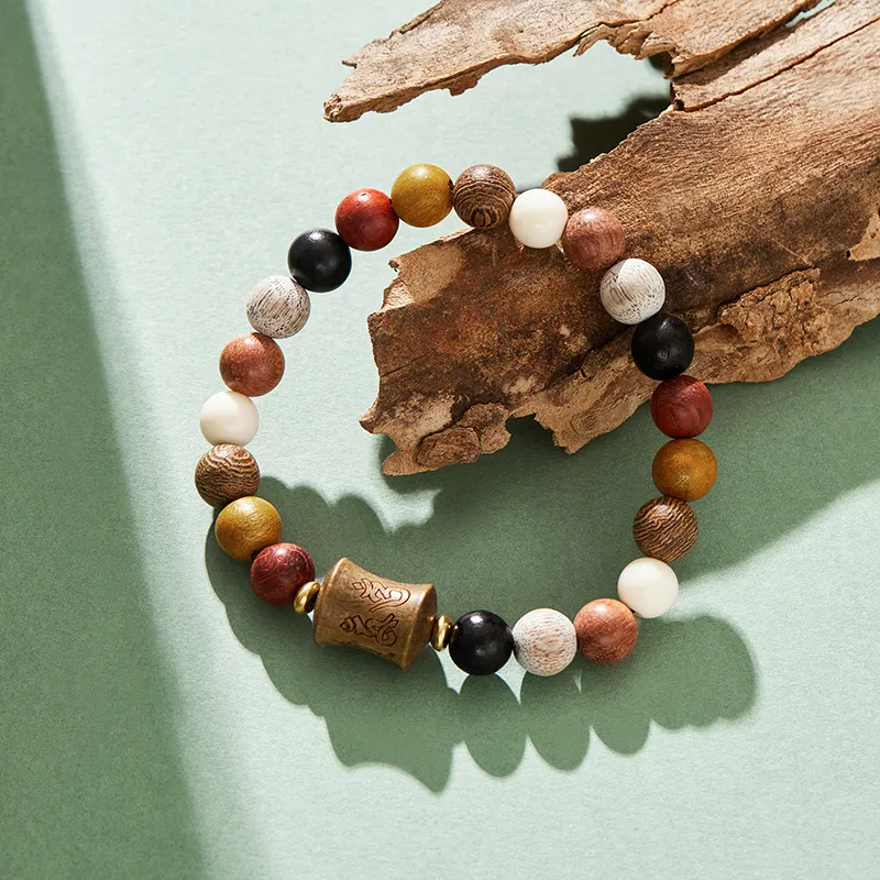 Misongma Green Sandalwood Wooden Bracelets Unisex-4