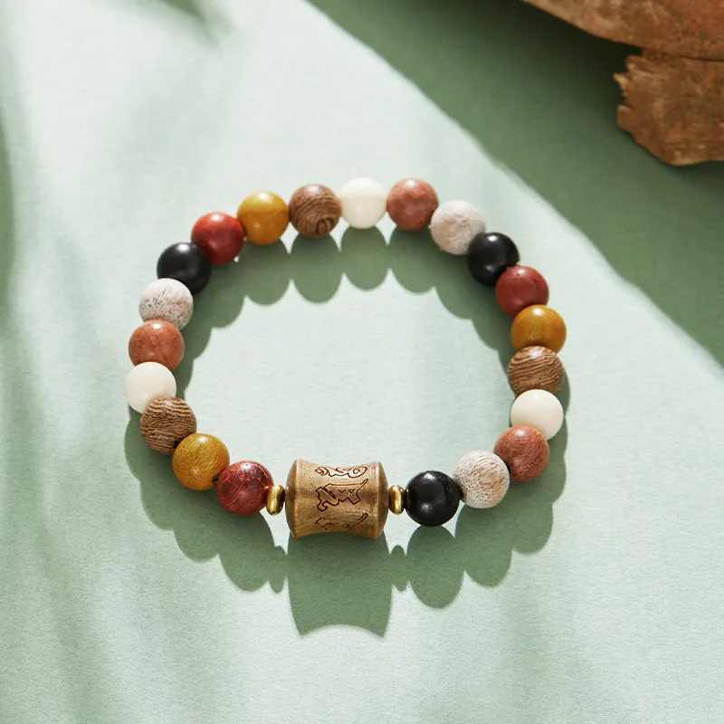 Misongma Green Sandalwood Wooden Bracelets Unisex-2