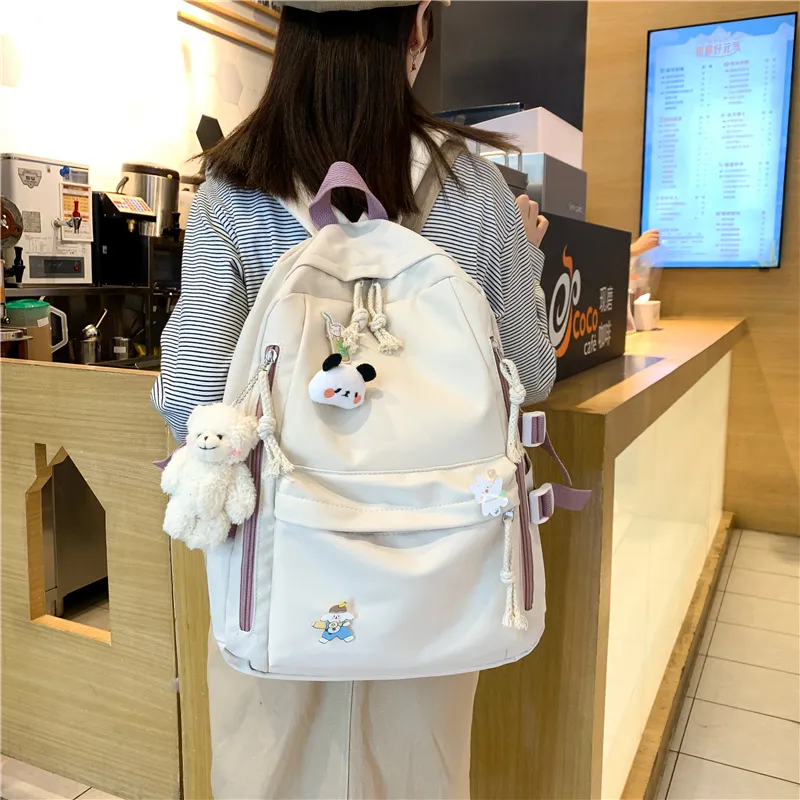 Banyanu Nylon Backpack Unisex Black/White/Pink/Blue/Green-4