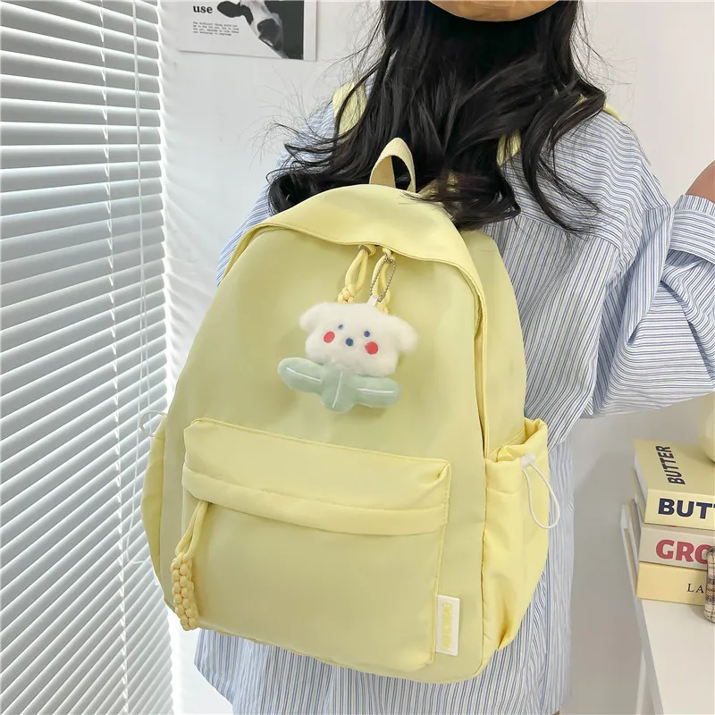 Banyanu Composite Cloth Backpack Unisex White/Black/Yellow/Green/Pink-11