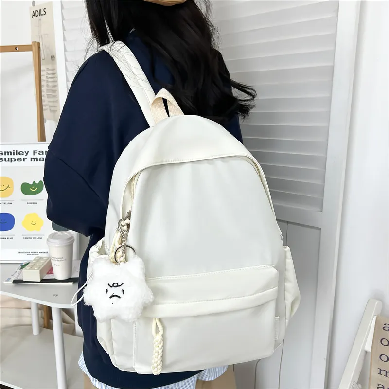 Banyanu Composite Cloth Backpack Unisex White/Black/Yellow/Green/Pink-2