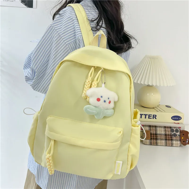 Banyanu Composite Cloth Backpack Unisex White/Black/Yellow/Green/Pink-10