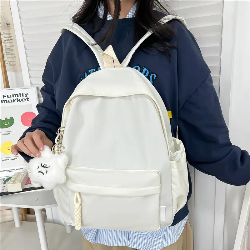 Banyanu Composite Cloth Backpack Unisex White/Black/Yellow/Green/Pink-3