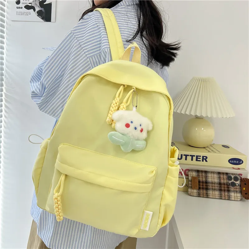 Banyanu Composite Cloth Backpack Unisex White/Black/Yellow/Green/Pink-13