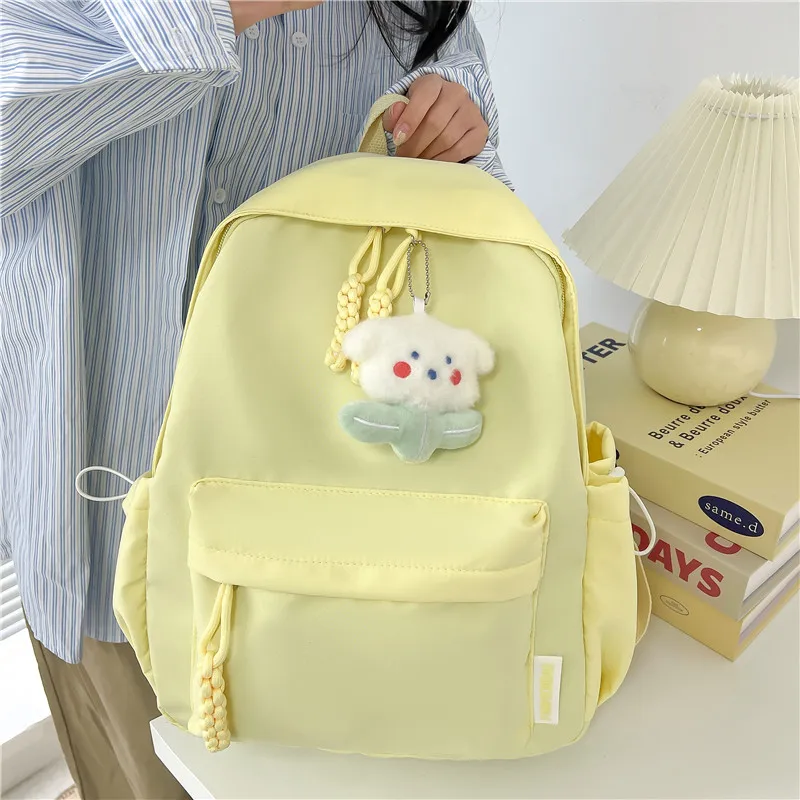 Banyanu Composite Cloth Backpack Unisex White/Black/Yellow/Green/Pink-12