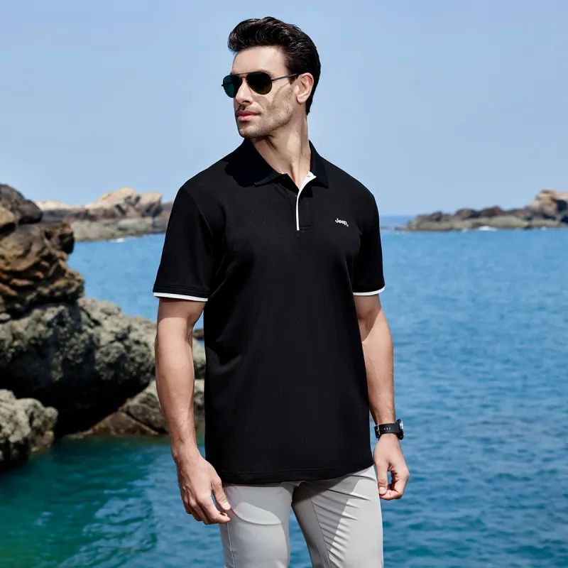 Jeep Leisure Collection Polo Shirt Men's Black-6
