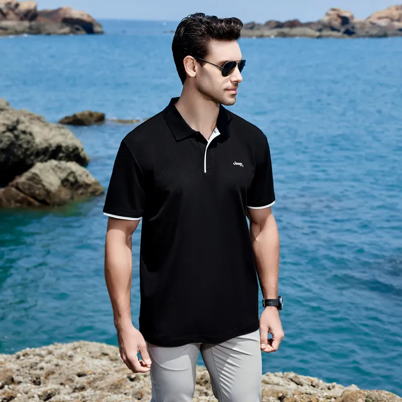 Jeep Leisure Collection Polo Shirt Men's Black-5