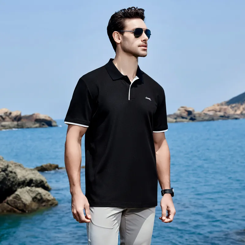 Jeep Leisure Collection Polo Shirt Men's Black-3
