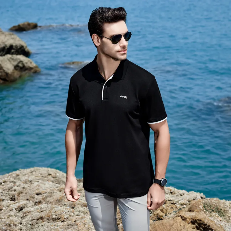 Jeep Leisure Collection Polo Shirt Men's Black-4