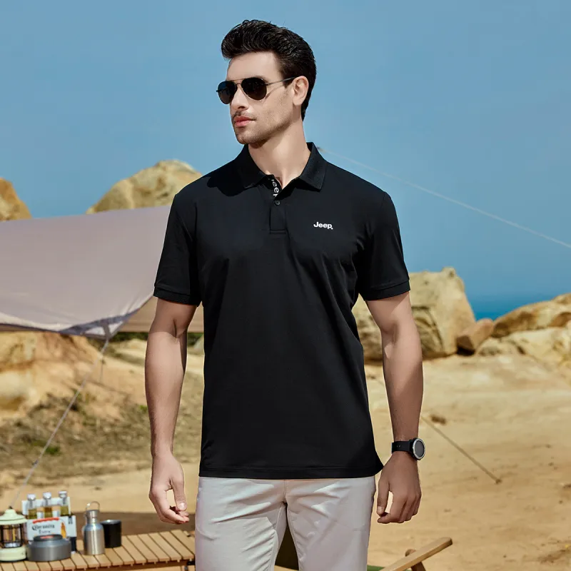 Jeep Outdoor Luxury Collection Polo Shirt Men's Elegant Black-5