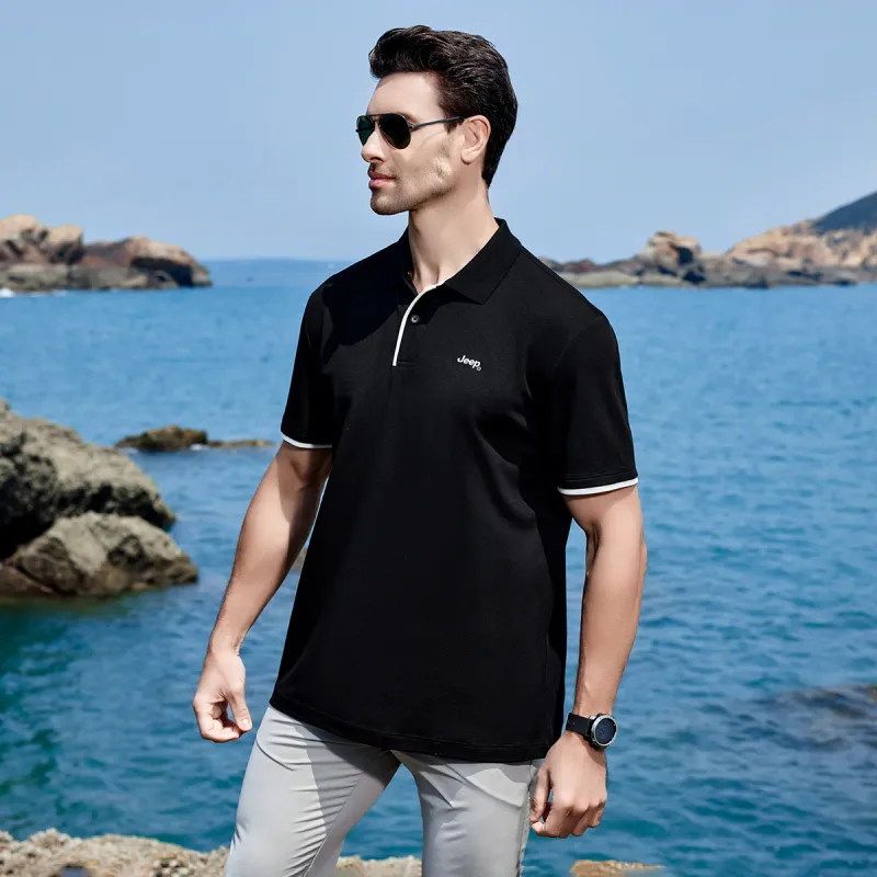 Jeep Leisure Collection Polo Shirt Men's Black-2