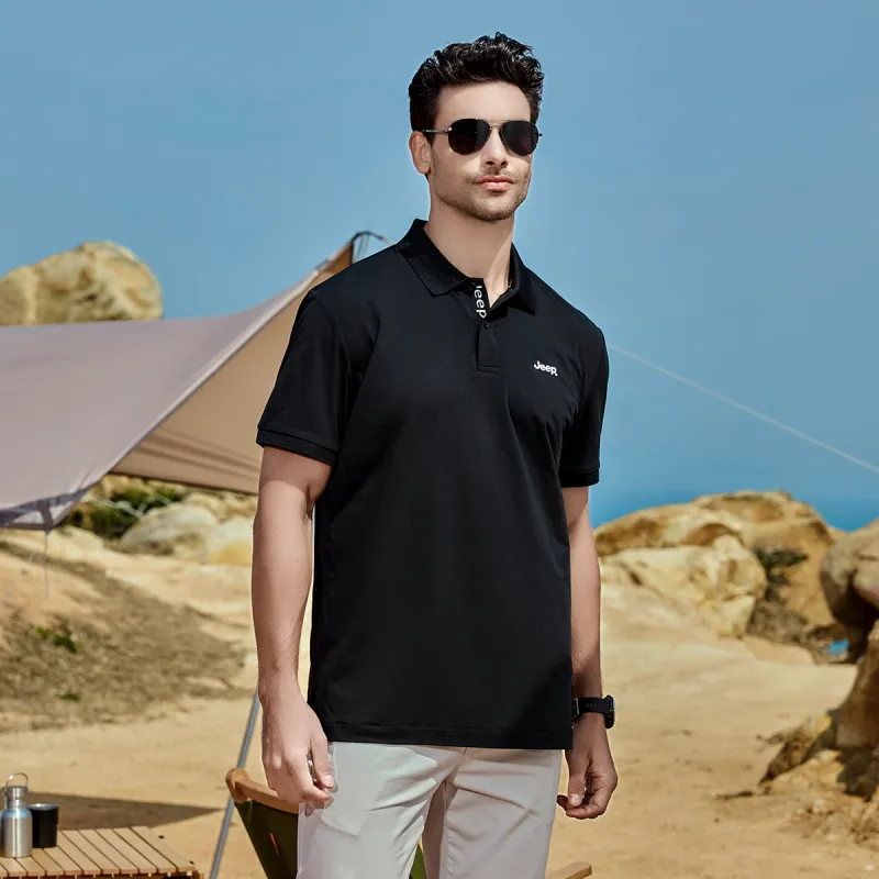 Jeep Outdoor Luxury Collection Polo Shirt Men's Elegant Black-4