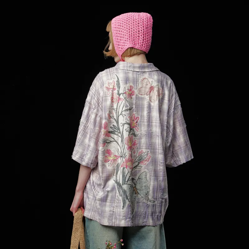 DOH STORE Shirt Unisex Pink Purple Plaid-5