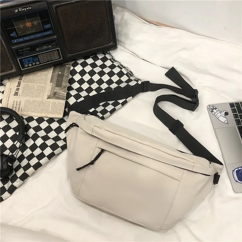 G FAVOR Nylon Sling Bag Unisex White/Black/Pink-1